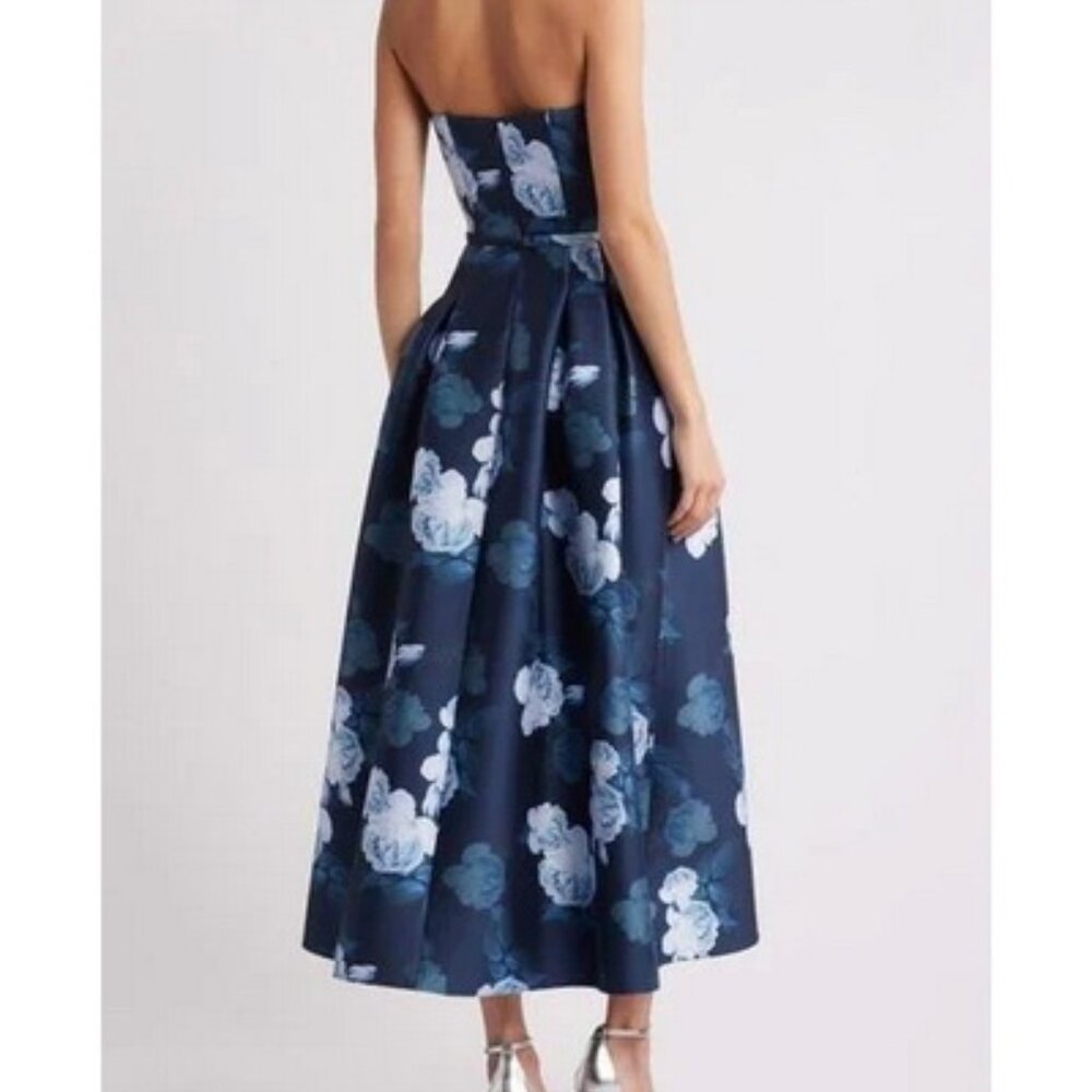 Sachin & Babi Midnight Glacial Rose Shay Floral Strapless Mikado Midi - Picture 4 of 4